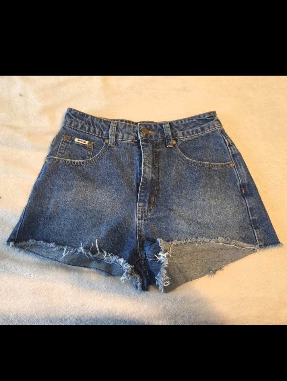Rip Curl Women's Dark Blue Frayed Denim Shorts